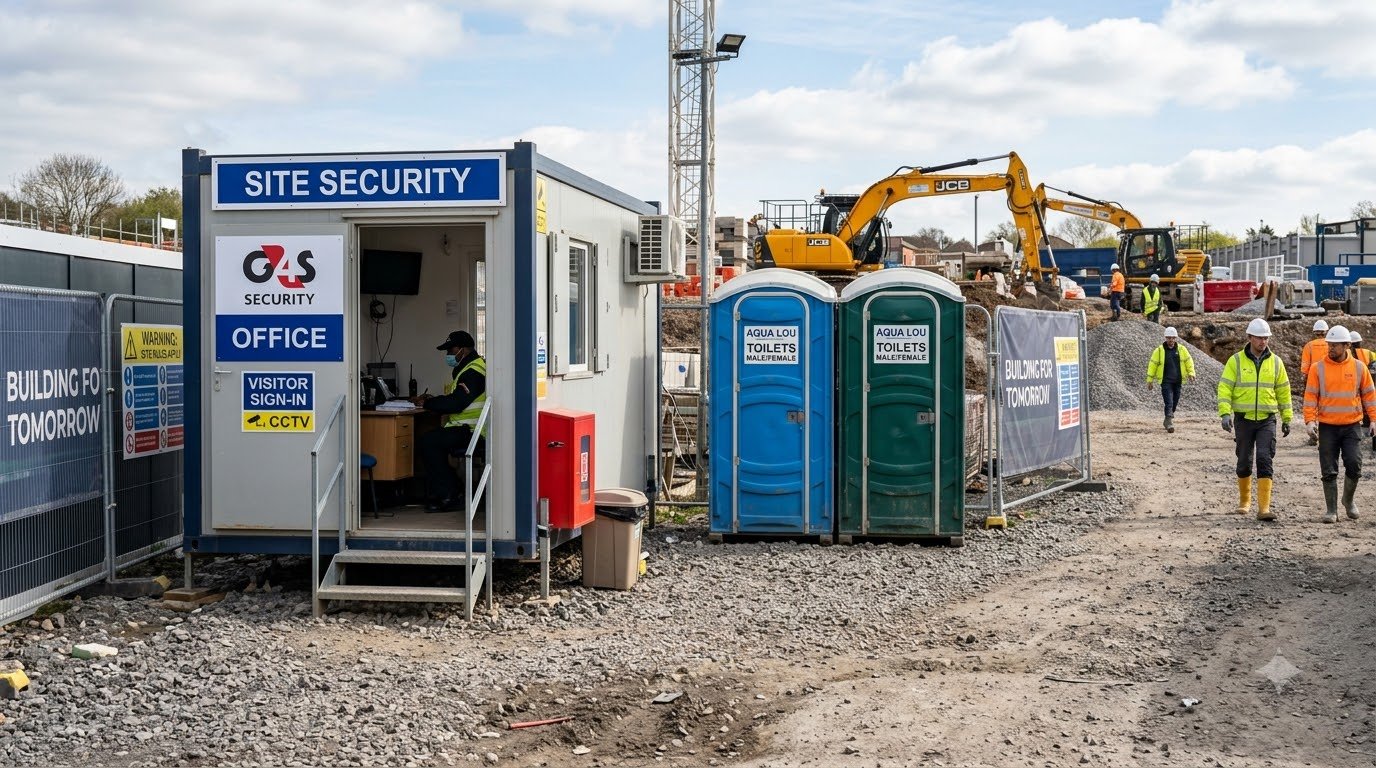 Security toilet cabins on site